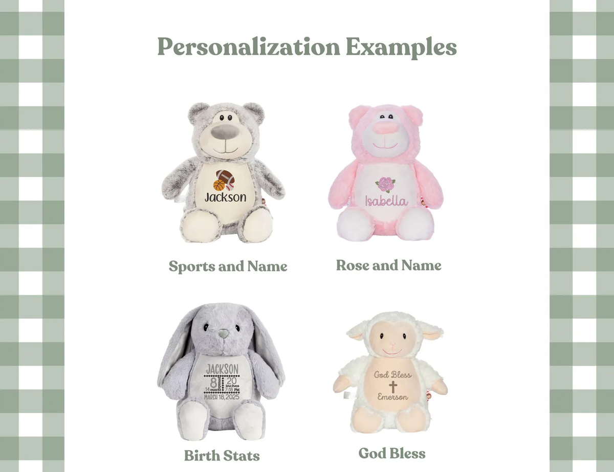 Cubbies embroidery personalization examples