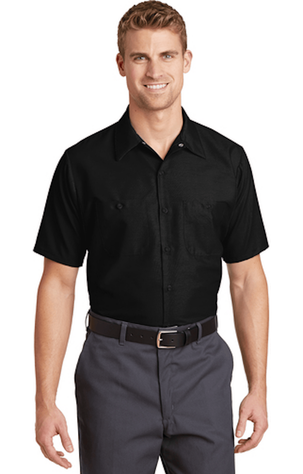 Red Kap SP24 black industrial short sleeve work shirt