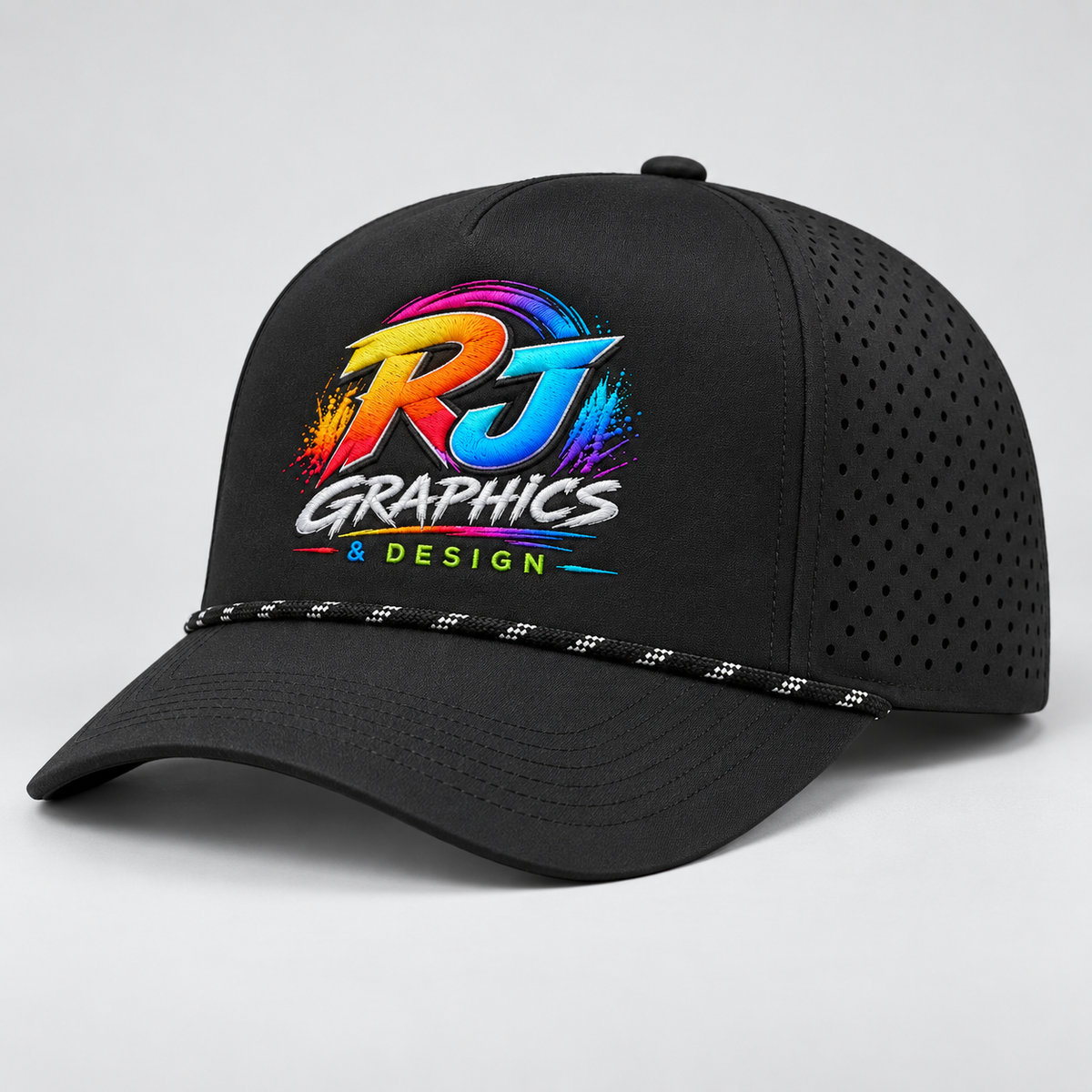RJ Graphics embroidered Foremost 6526P performance rope hat
